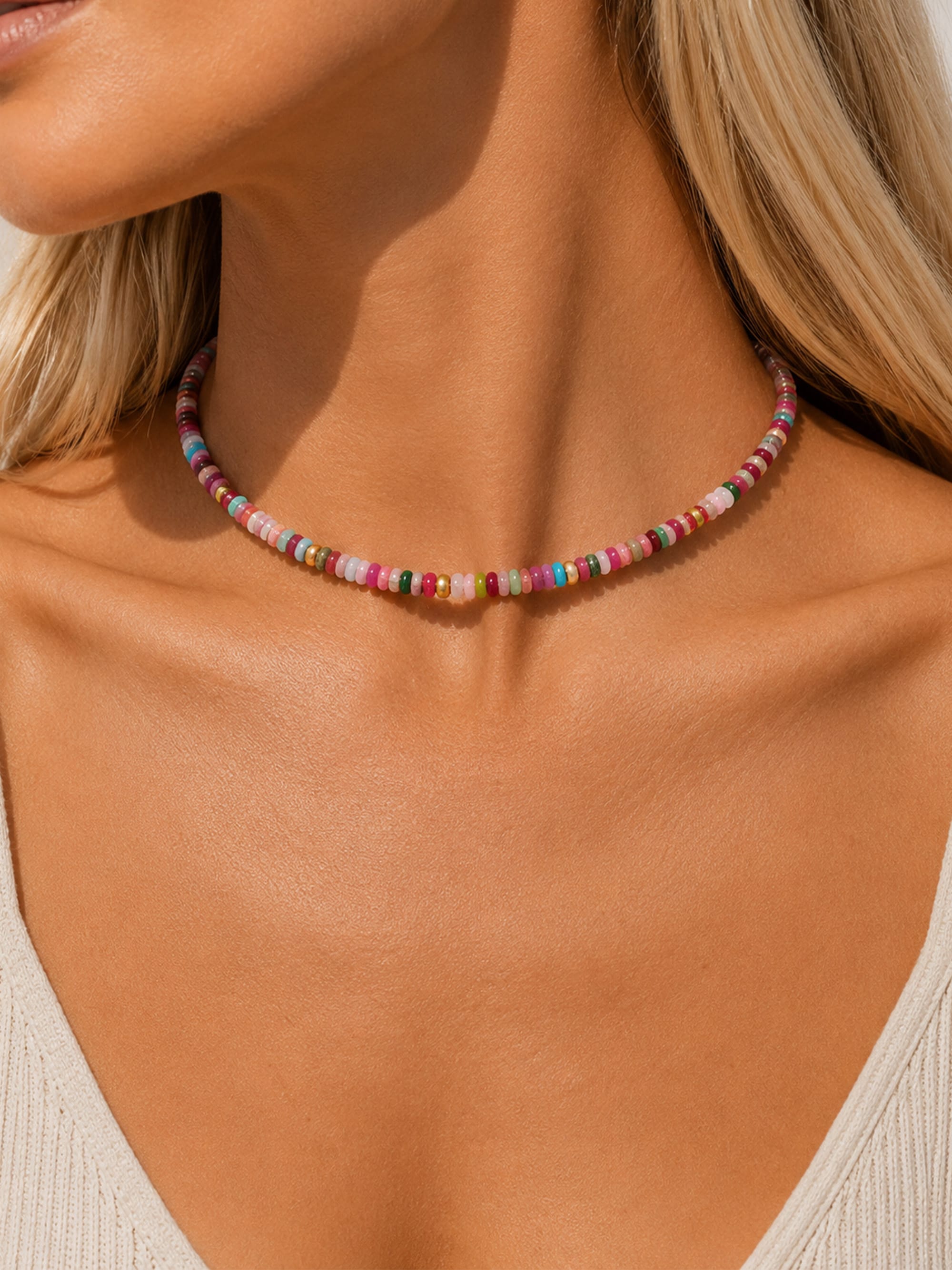 Nialaya Women's Beaded Bracelet Multicolor Tourmaline Choker Multicolor Tourmaline Choker WNECK_355