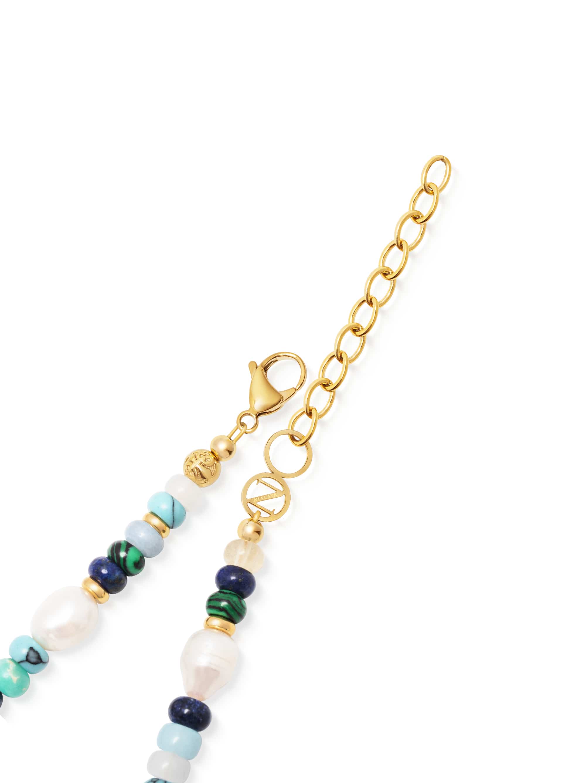 Nialaya Women's Beaded Bracelet Ocean Mosaic Choker Ocean Mosaic Choker 15 Inches / 38.1 cm