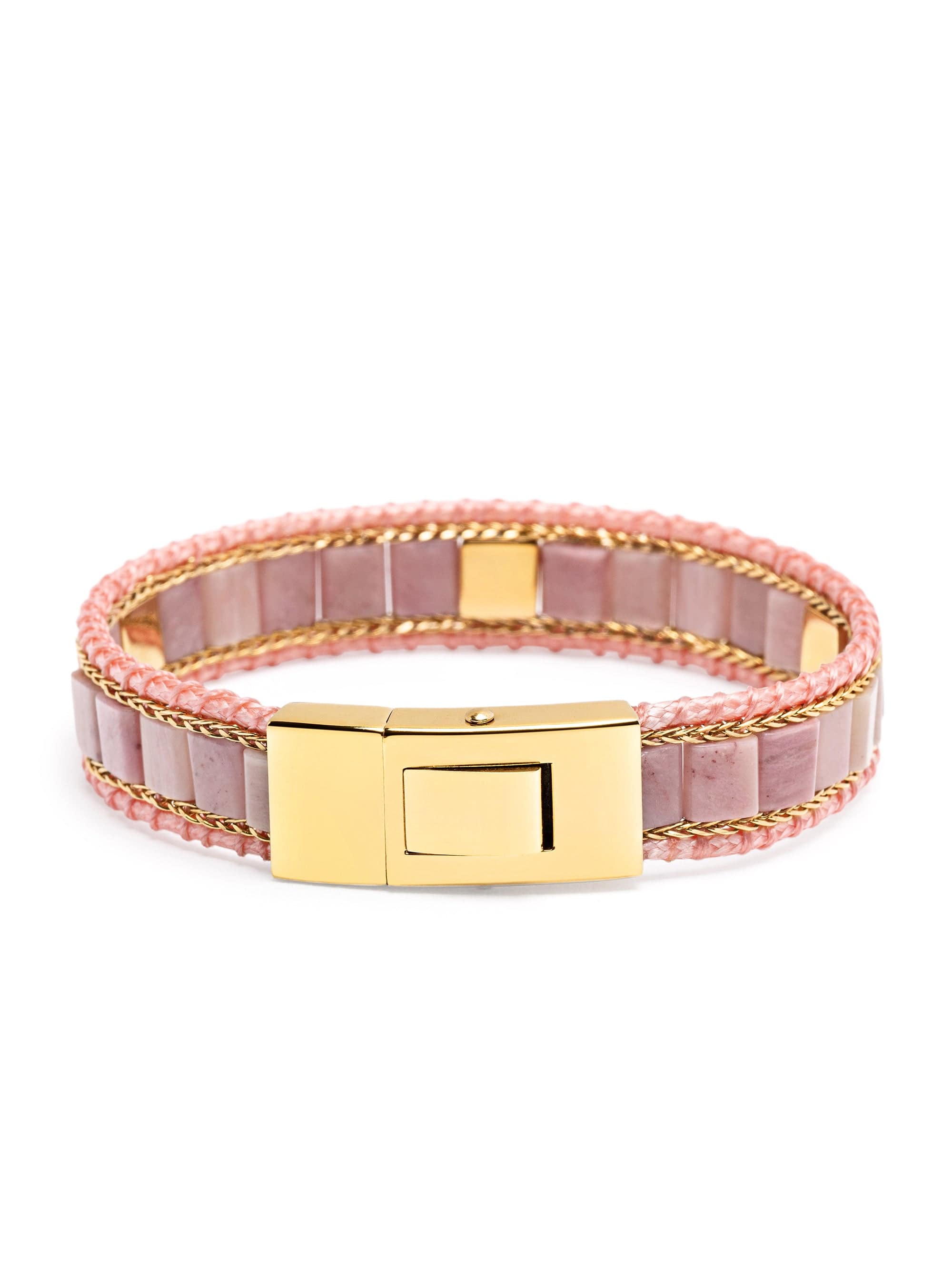 Nialaya Women's Beaded Bracelet Rhodonite Stud Bracelet Rhodonite Stud Bracelet