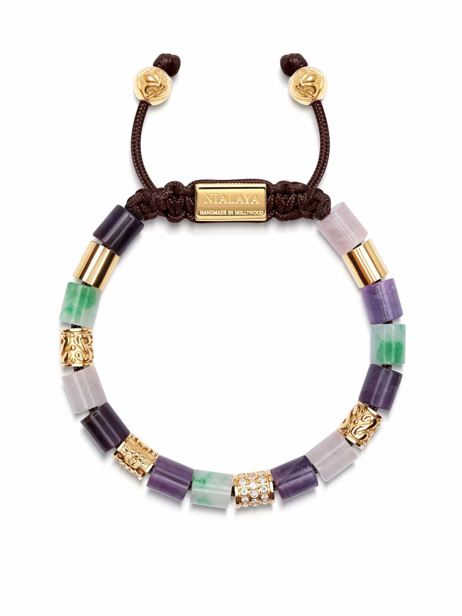 Women's Beaded Bracelet with Hand Carved Beads
