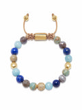 Women's Beaded Bracelet with Aquamarine, Blue Lapis, Opal, and Botswana Agate