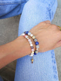 Nialaya Women's Beaded Bracelet Women's Beaded Bracelet with Aquamarine, Blue Lapis, Opal, and Botswana Agate