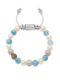 Women's Beaded Bracelet with Aquamarine, Pearl, and Labradorite