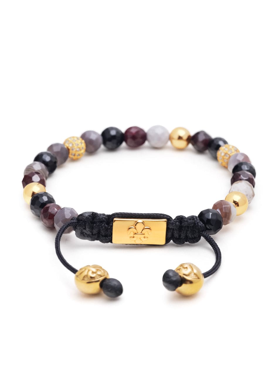 Nialaya Women's Beaded Bracelet Women's Beaded Bracelet with Botswana Agate, Garnet, Agate and Gold