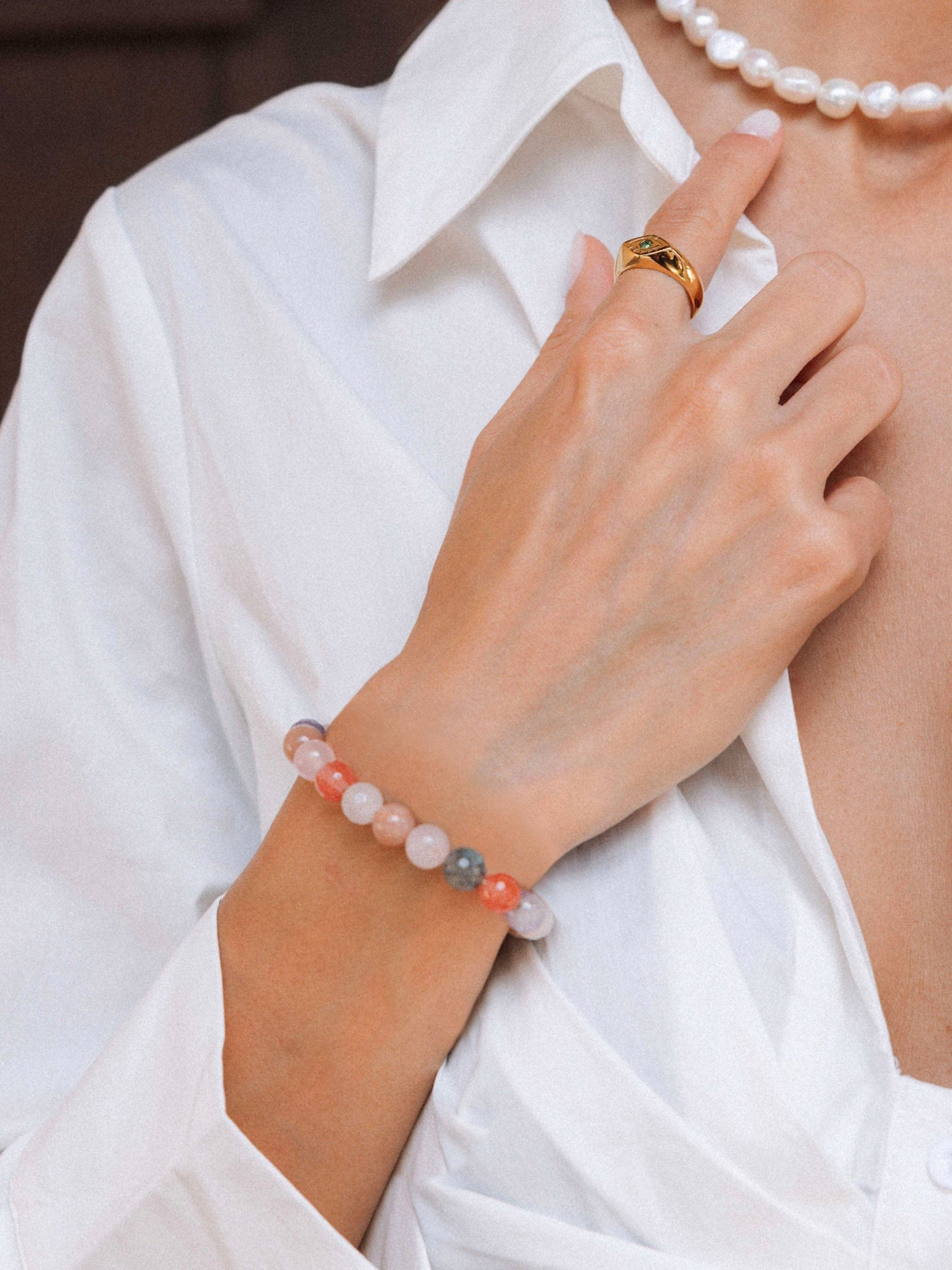 Nialaya Women's Beaded Bracelet Women's Beaded Bracelet with Cherry Quartz, Rose Quartz, Amethyst Lavender, and Pink Aventurine Women's Beaded Bracelet with Cherry Quartz, Rose Quartz, Amethyst Lavender, and Pink Aventurine