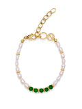 Women's Beaded Bracelet with Pearl and Green Agate