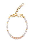 Nialaya Women's Beaded Bracelet Women's Beaded Bracelet with Pearl and Pink Opal