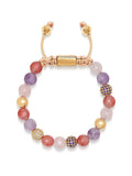 Nialaya Women's Beaded Bracelet Women's Beaded Bracelet with Rose Quartz, Amethyst, Cherry Quartz and Gold