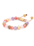 Nialaya Women's Beaded Bracelet Women's Beaded Bracelet with Rose Quartz, Amethyst, Cherry Quartz and Gold