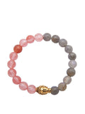 Nialaya Women's Beaded Bracelet Women's Bracelet Gold Plated Buddha with Cherry Quartz & Labrodite