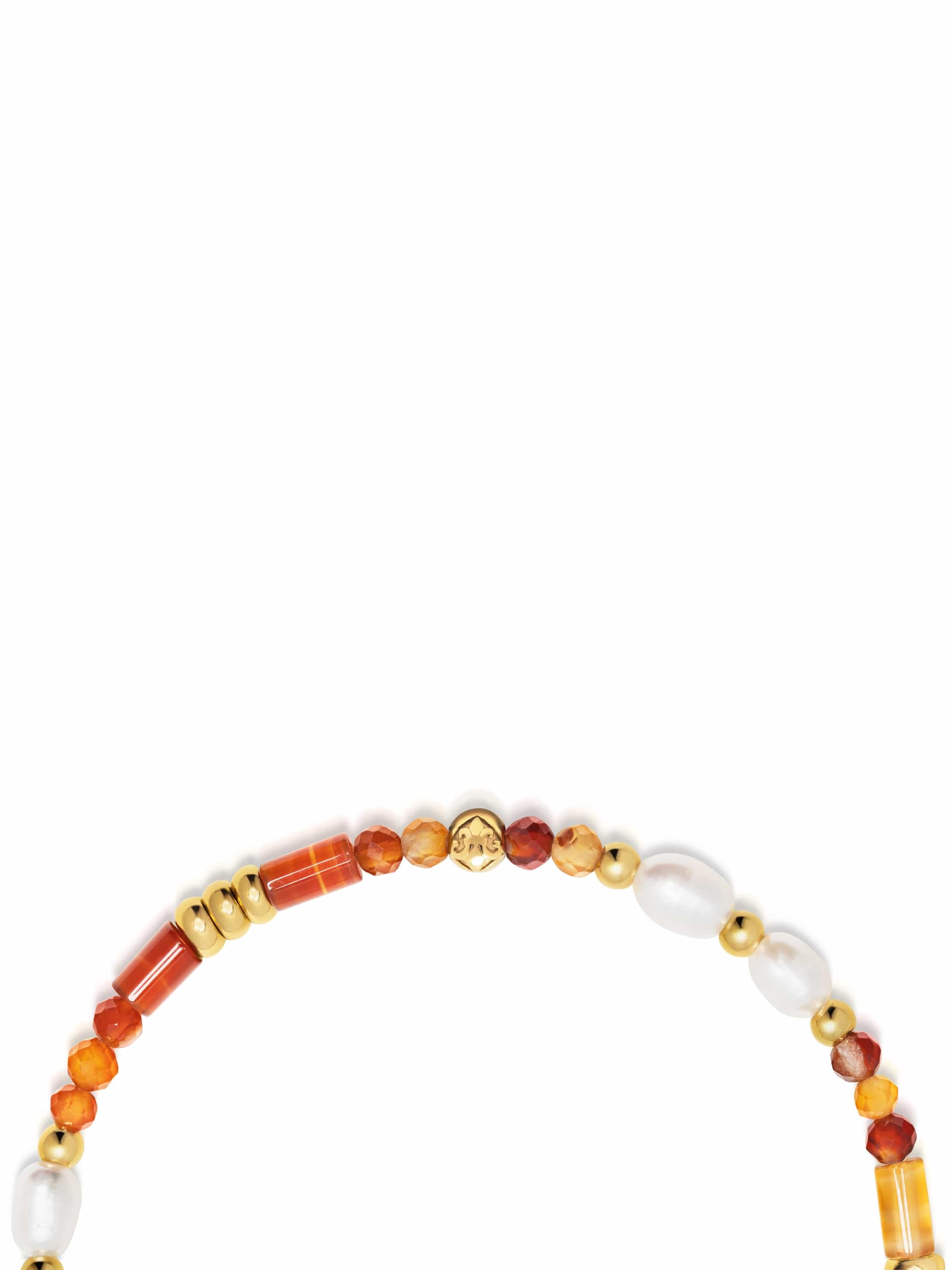 Nialaya Women's Beaded Bracelet Women's Carnelian, Orange Agate & Pearl Gemstone Beaded Bracelet Women's Carnelian, Orange Agate & Pearl Gemstone Beaded Bracelet