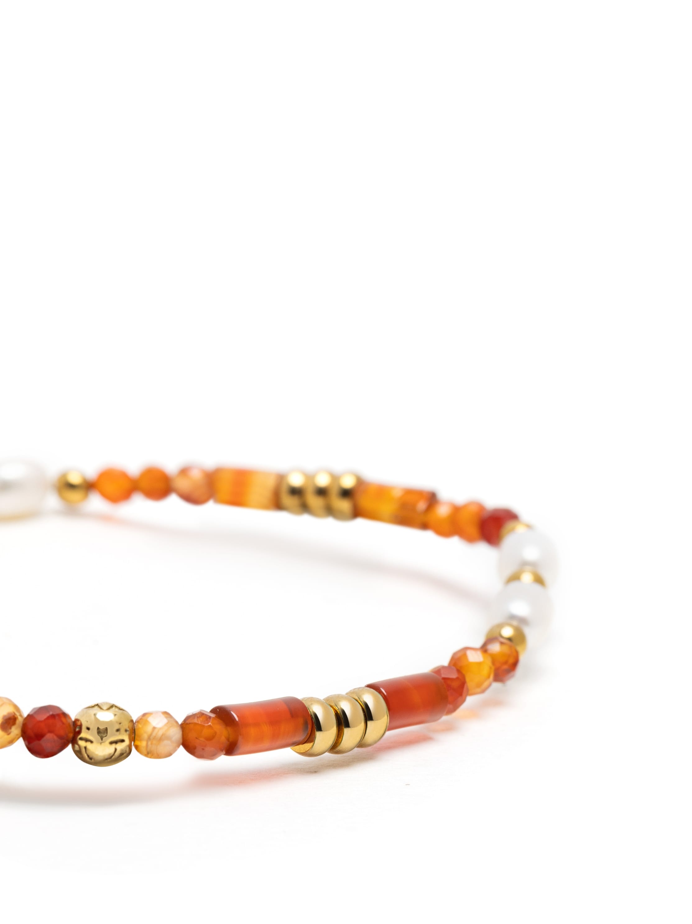 Nialaya Women's Beaded Bracelet Women's Carnelian, Orange Agate & Pearl Gemstone Beaded Bracelet Women's Carnelian, Orange Agate & Pearl Gemstone Beaded Bracelet