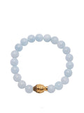 Nialaya Women's Beaded Bracelet Women's Wristband with Aquamarine and Gold Buddha S / Blue WCHCO_140