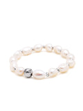 Nialaya Women's Beaded Bracelet Women's Wristband with Baroque Pearls and Silver