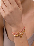 Nialaya Women's Beaded Bracelet Women's Wristband with Cherry Quartz and Gold