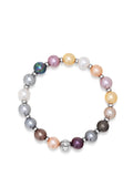 Nialaya Women's Beaded Bracelet Women's Wristband with Pastel Pearls and Silver