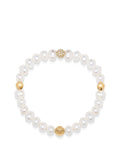 Nialaya Women's Beaded Bracelet Wristband with Pearl and Gold