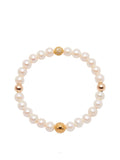 Nialaya Women's Beaded Bracelet Wristband with Pearl and Gold