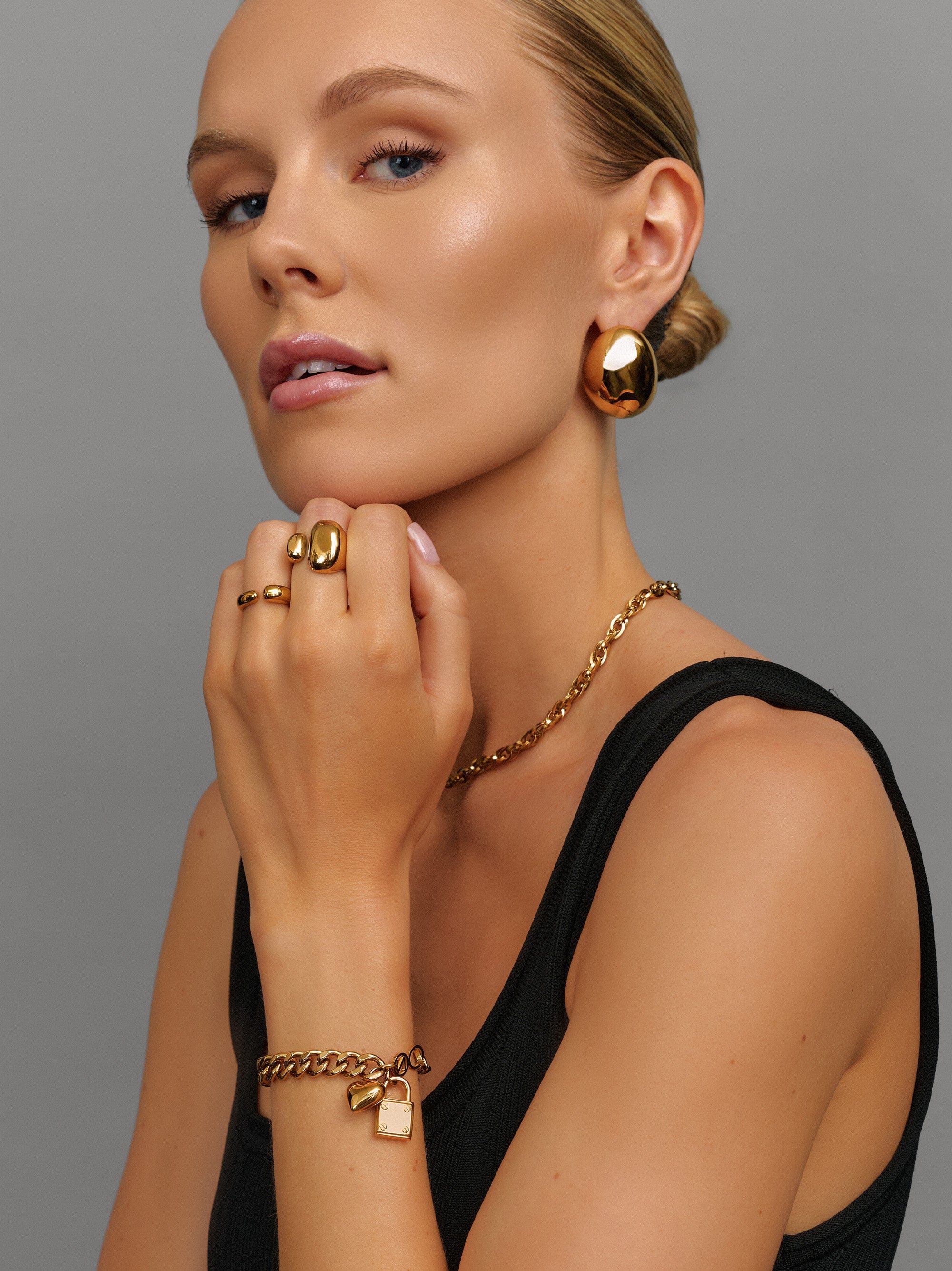 Nialaya Women's Chain Bracelet Gold Cuban Charm Bracelet Gold Cuban Charm Bracelet