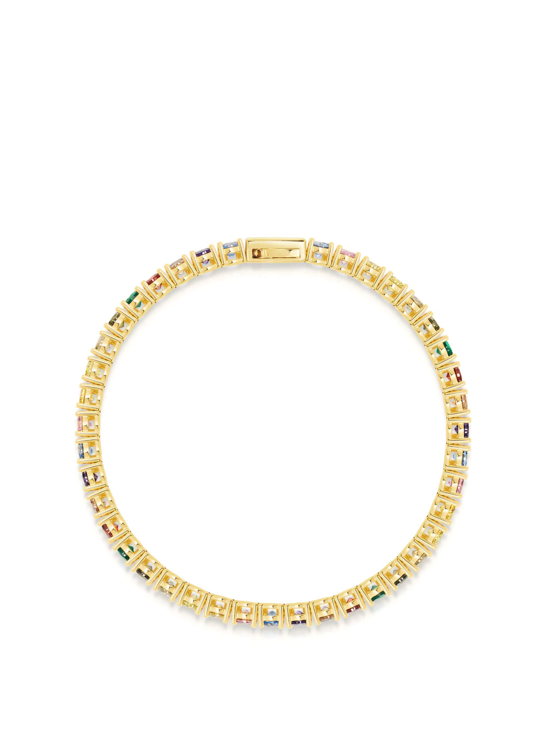 Nialaya Women's Chain Bracelet Multicolor Tennis Bracelet with Gold Multicolor Tennis Bracelet with Gold