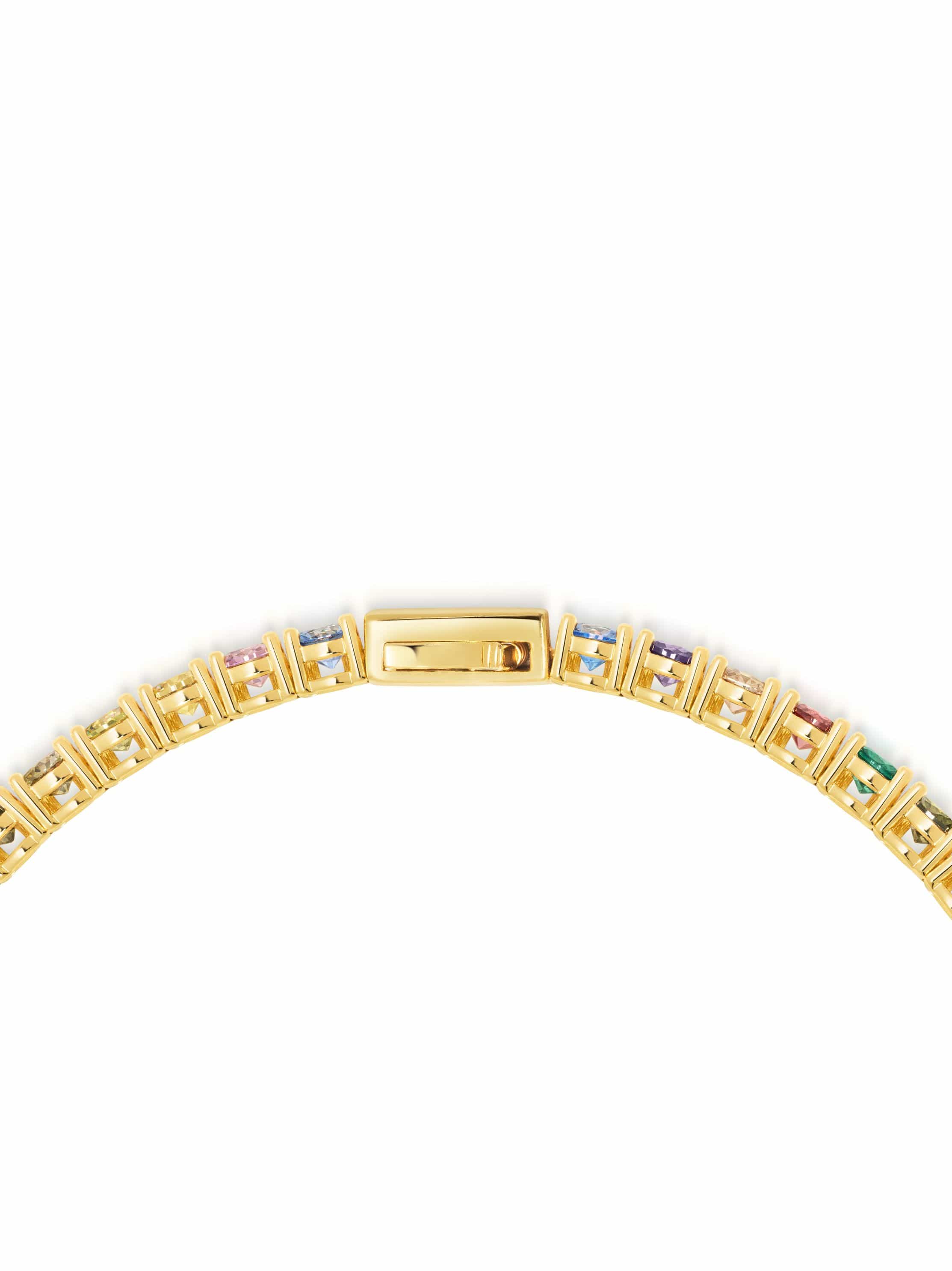 Nialaya Women's Chain Bracelet Multicolor Tennis Bracelet with Gold Multicolor Tennis Bracelet with Gold