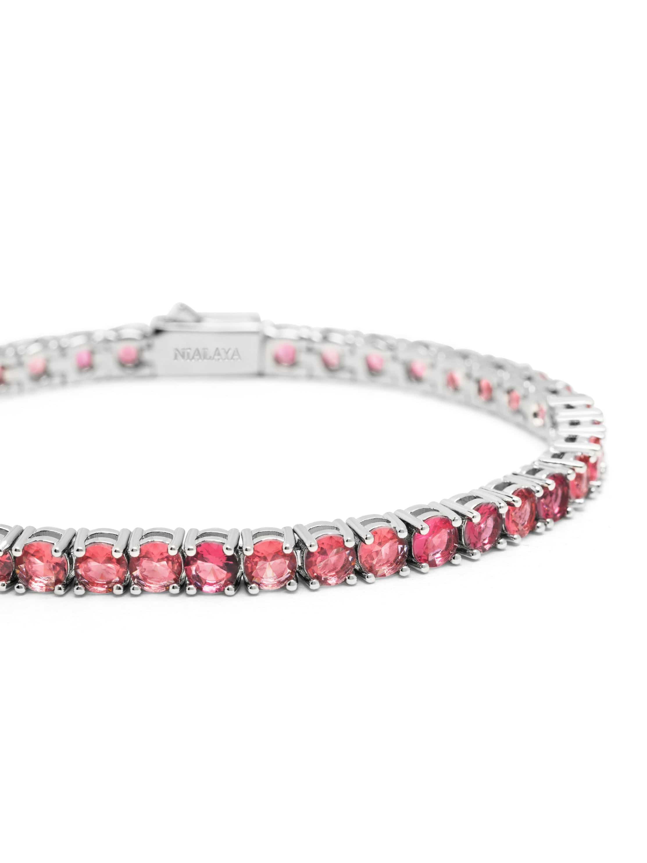 Nialaya Women's Chain Bracelet Pink Tennis Bracelet in Gold Pink Tennis Bracelet in Gold