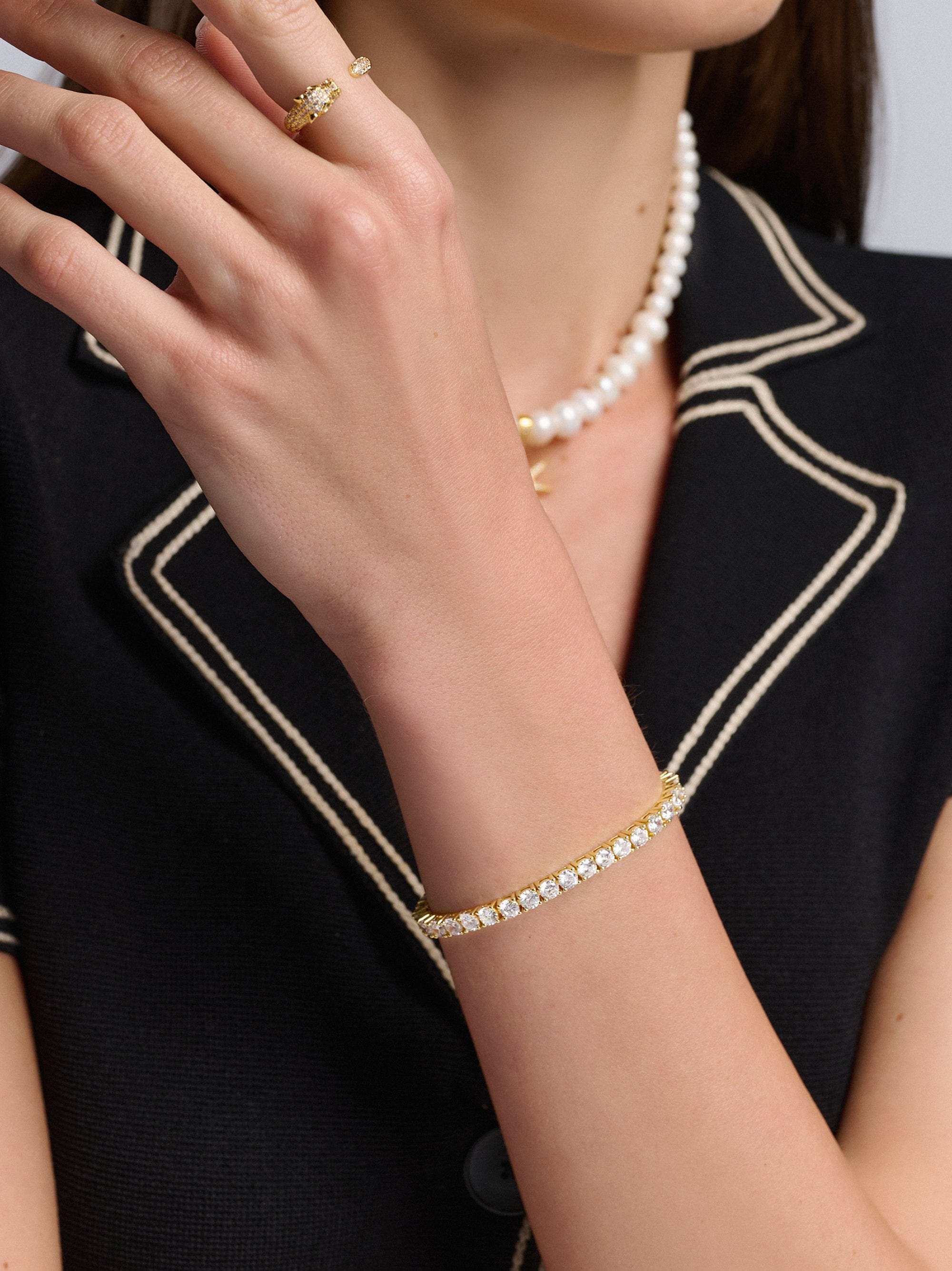 Nialaya Women's Chain Bracelet Tennis Bracelet in Gold Tennis Bracelet in Gold