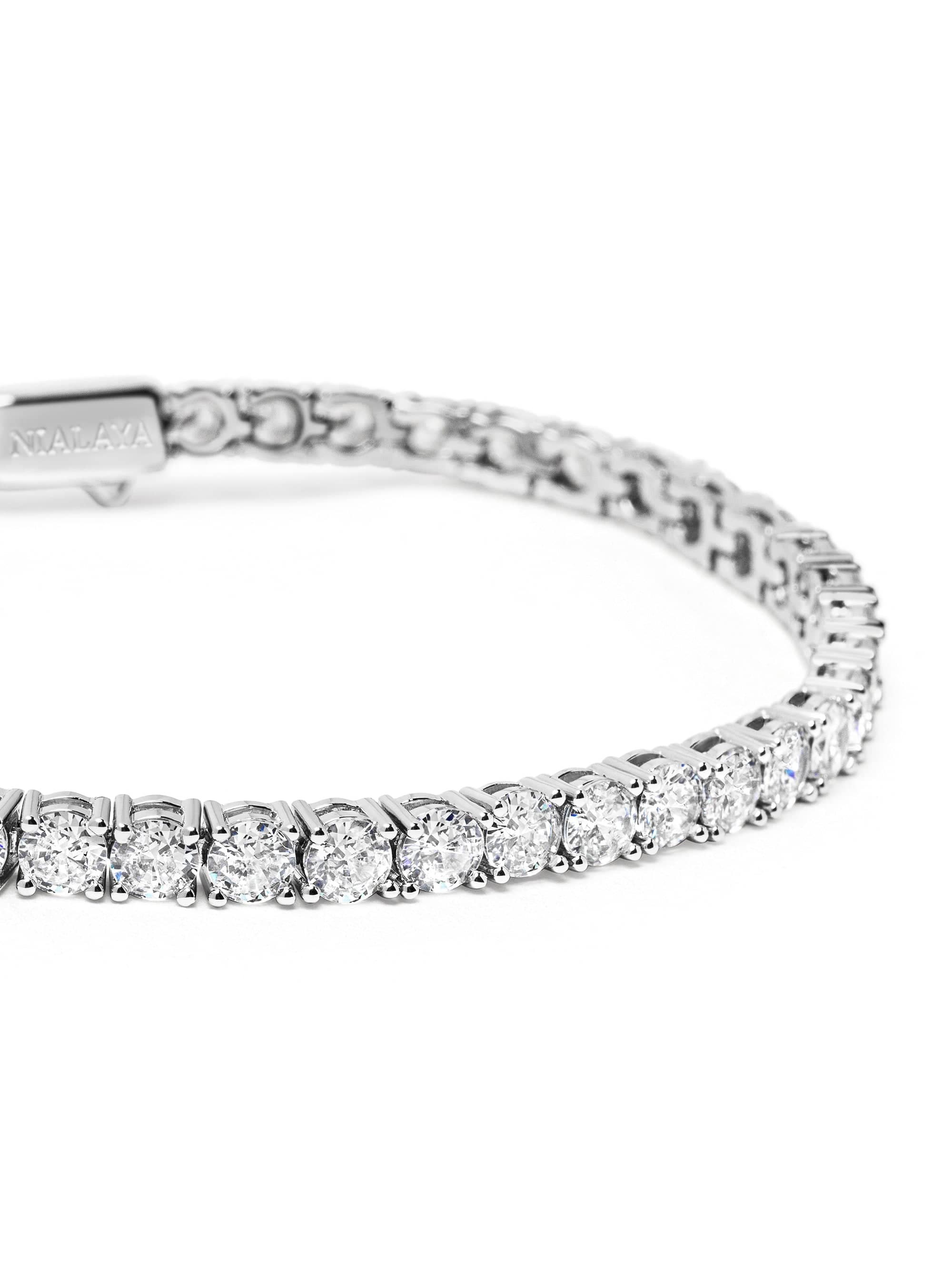 Nialaya Women's Chain Bracelet Tennis Bracelet in Silver Tennis Bracelet in Silver