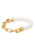 Nialaya Women's Chain Bracelet Women's Duo Bracelet With Pearls