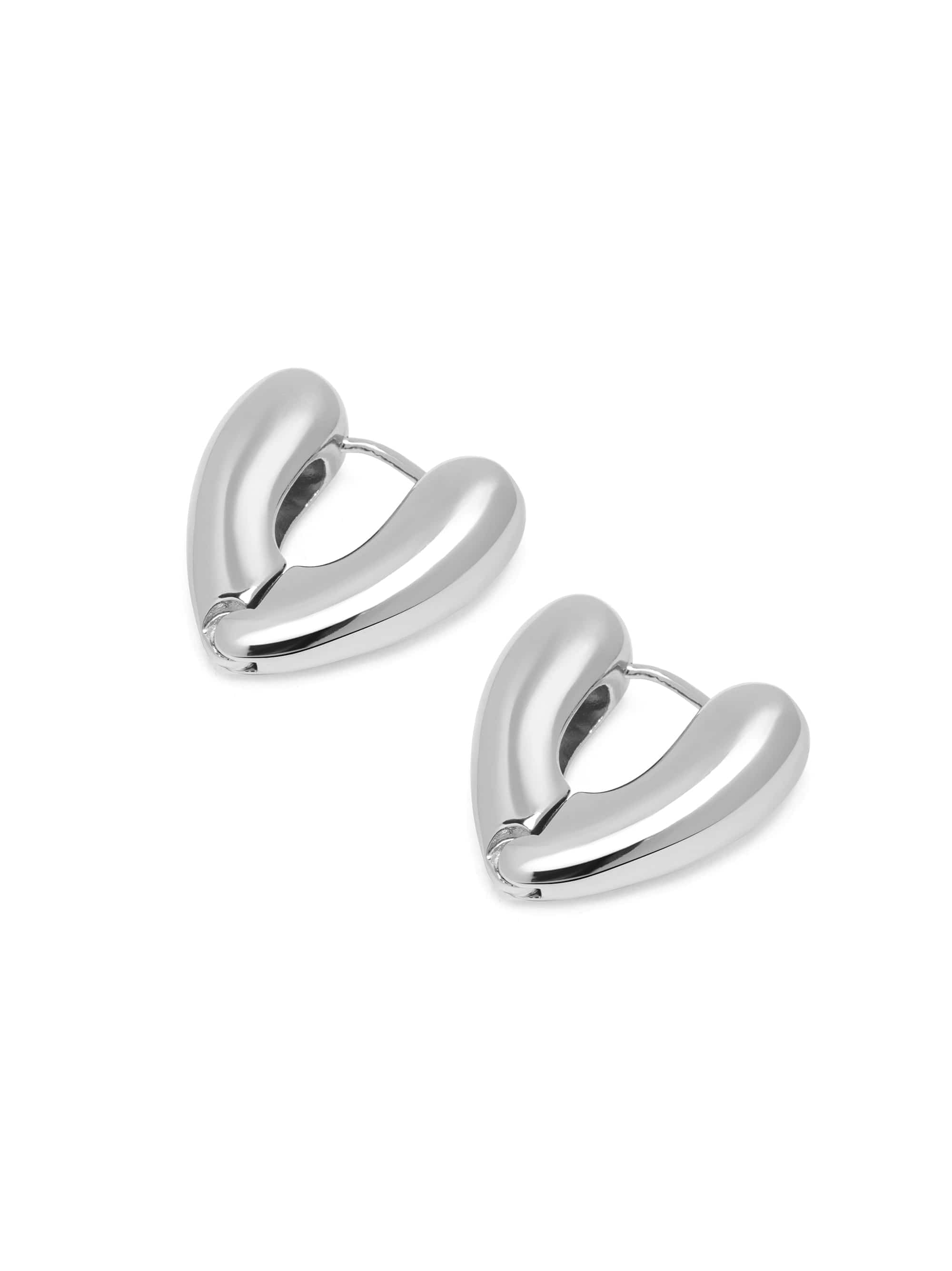 Nialaya Women's Earrings Heart Hoop Earrings in Silver Heart Hoop Earrings in Silver WEAR_078