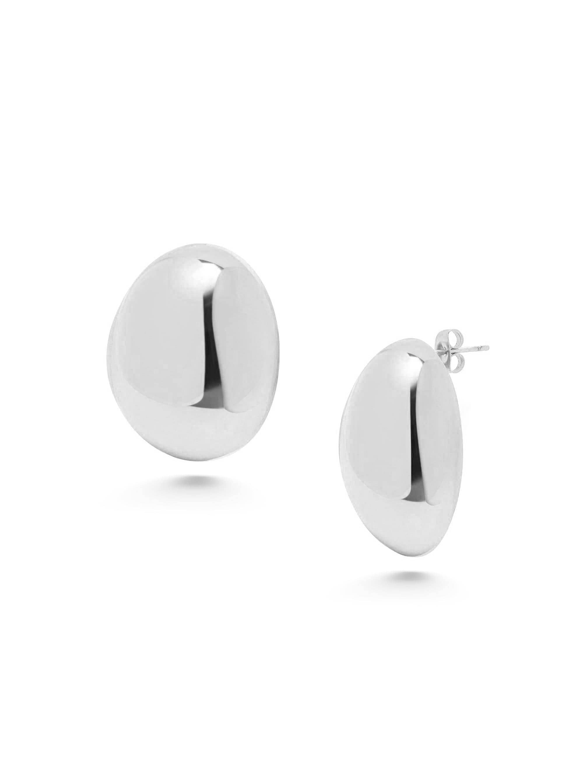 Nialaya Women's Earrings Silver Oval Earrings Silver Oval Earrings WEAR_079