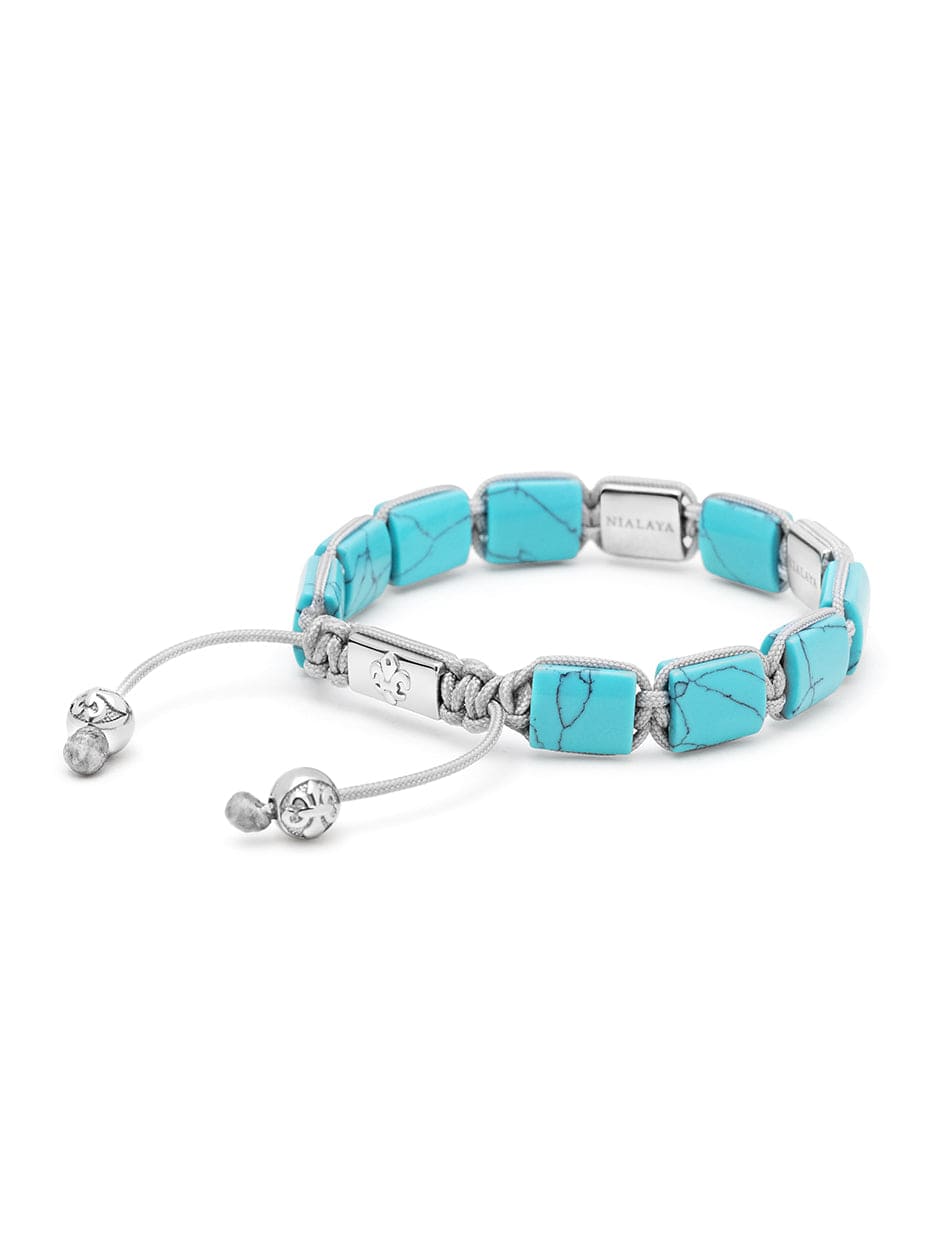 Women's Turquoise Flatbead Bracelet with Dorje Bead in