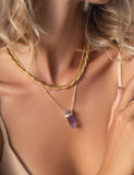 Nialaya Women's Necklace Amethyst Crystal Necklace with Engraved Evil Eye Detail 18 Inches / 45.72 cm WNECK_113