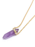 Nialaya Women's Necklace Amethyst Crystal Necklace with Engraved Evil Eye Detail 18 Inches / 45.72 cm WNECK_113