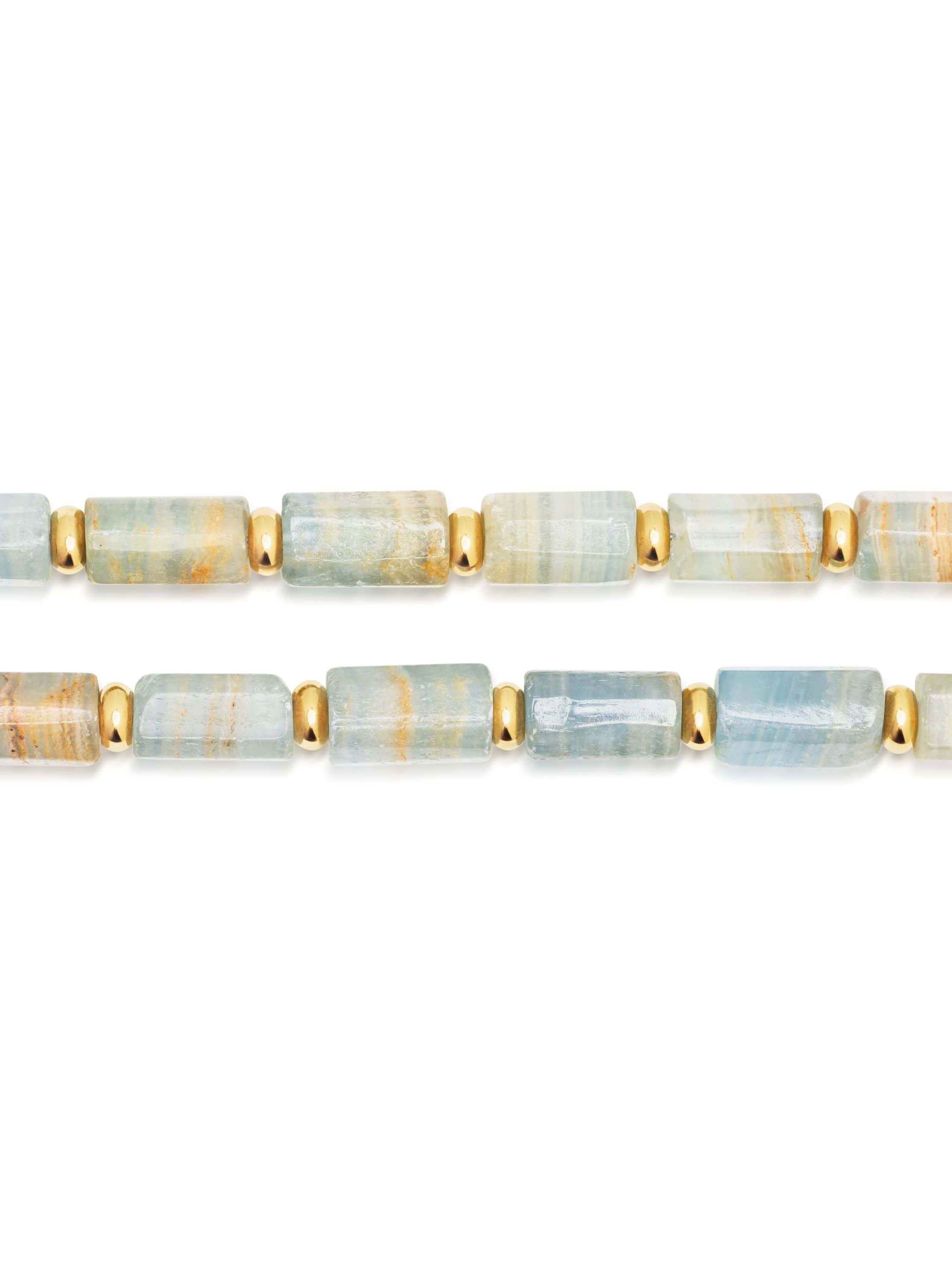 Nialaya Women's Necklace Aquamarine Rectangular Bead Choker in Gold Aquamarine Rectangular Bead Choker in Gold 15 Inches / 38.1 cm WNECK_364
