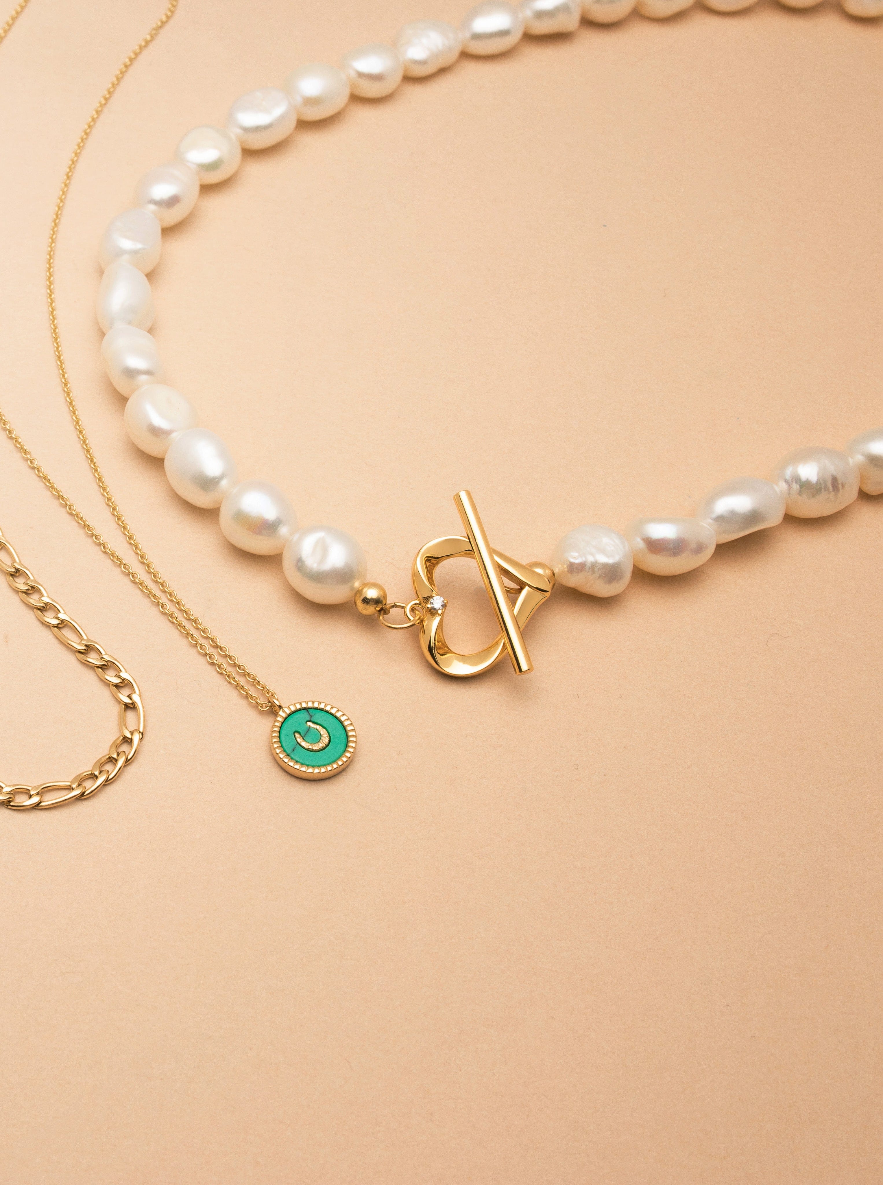 Nialaya Women's Necklace Baroque Pearl Choker with Heart Clasp 14 Inches / 35.56 cm WNECK_138