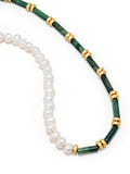 Nialaya Women's Necklace Beaded Necklace with Freshwater Pearls and Green Jade 19 Inches / 48.26 cm WNECK_250