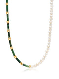 Nialaya Women's Necklace Beaded Necklace with Freshwater Pearls and Green Jade 19 Inches / 48.26 cm WNECK_250