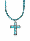 Beaded Turquoise Choker with Statement Cross