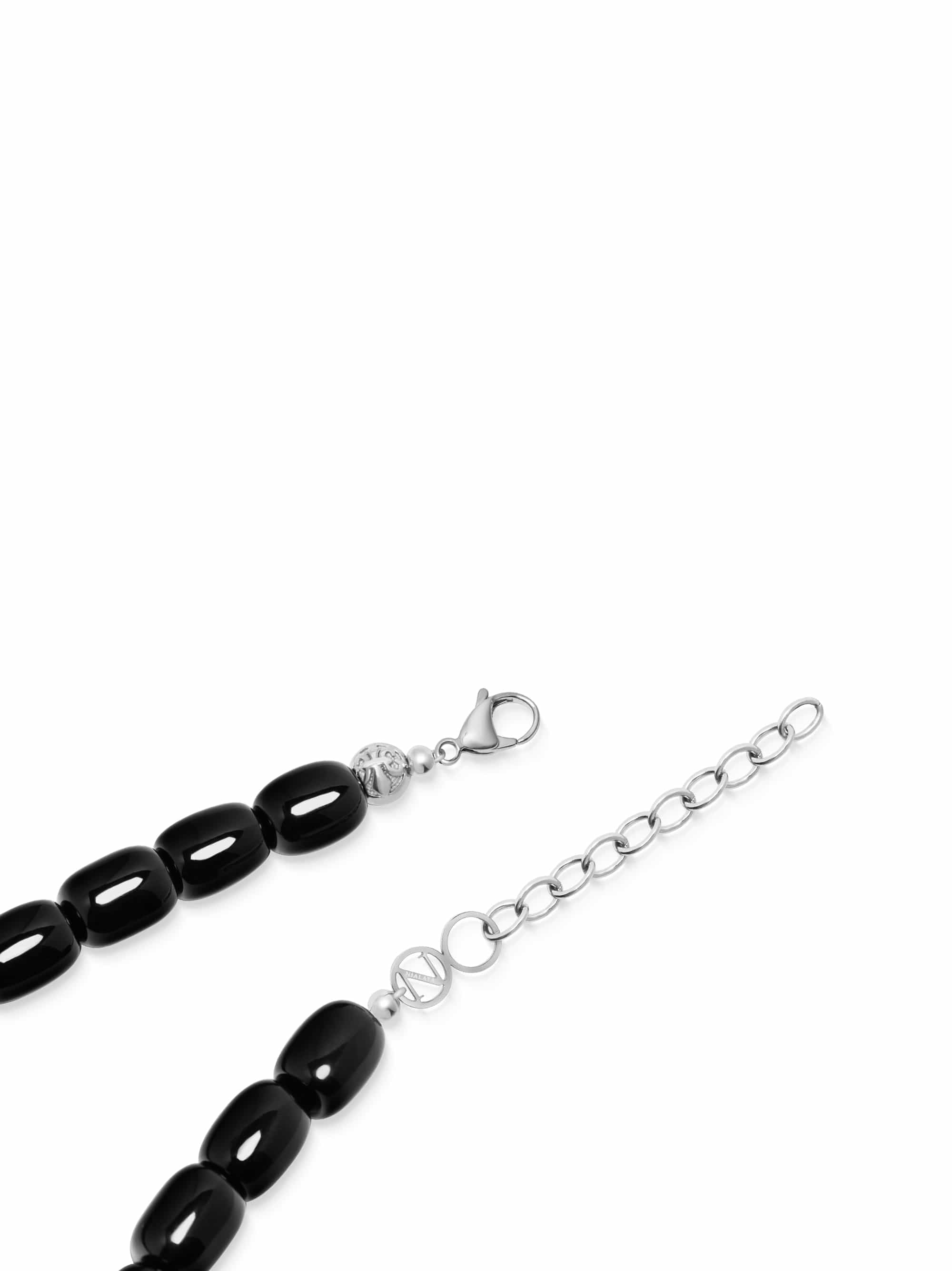 Nialaya Women's Necklace Black Onyx Beaded Necklace Black Onyx Beaded Necklace 15 Inches / 38.1 cm