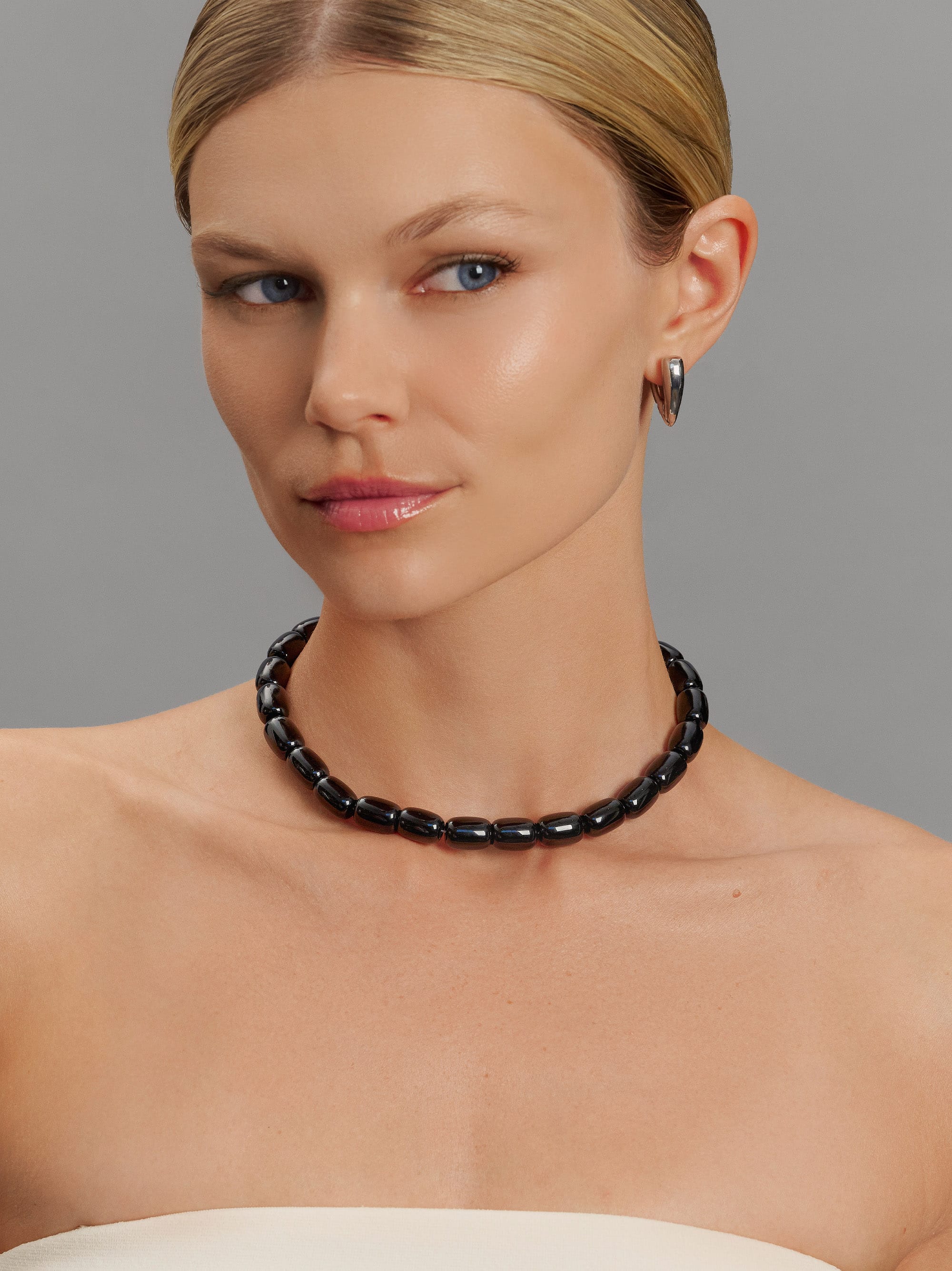 Nialaya Women's Necklace Black Onyx Beaded Necklace Black Onyx Beaded Necklace 15 Inches / 38.1 cm