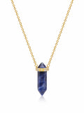 Nialaya Women's Necklace Dumortierite Crystal Necklace with Engraved Evil Eye Detail 18 Inches / 45.72 cm WNECK_179