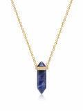 Dumortierite Crystal Necklace with Engraved Evil Eye Detail