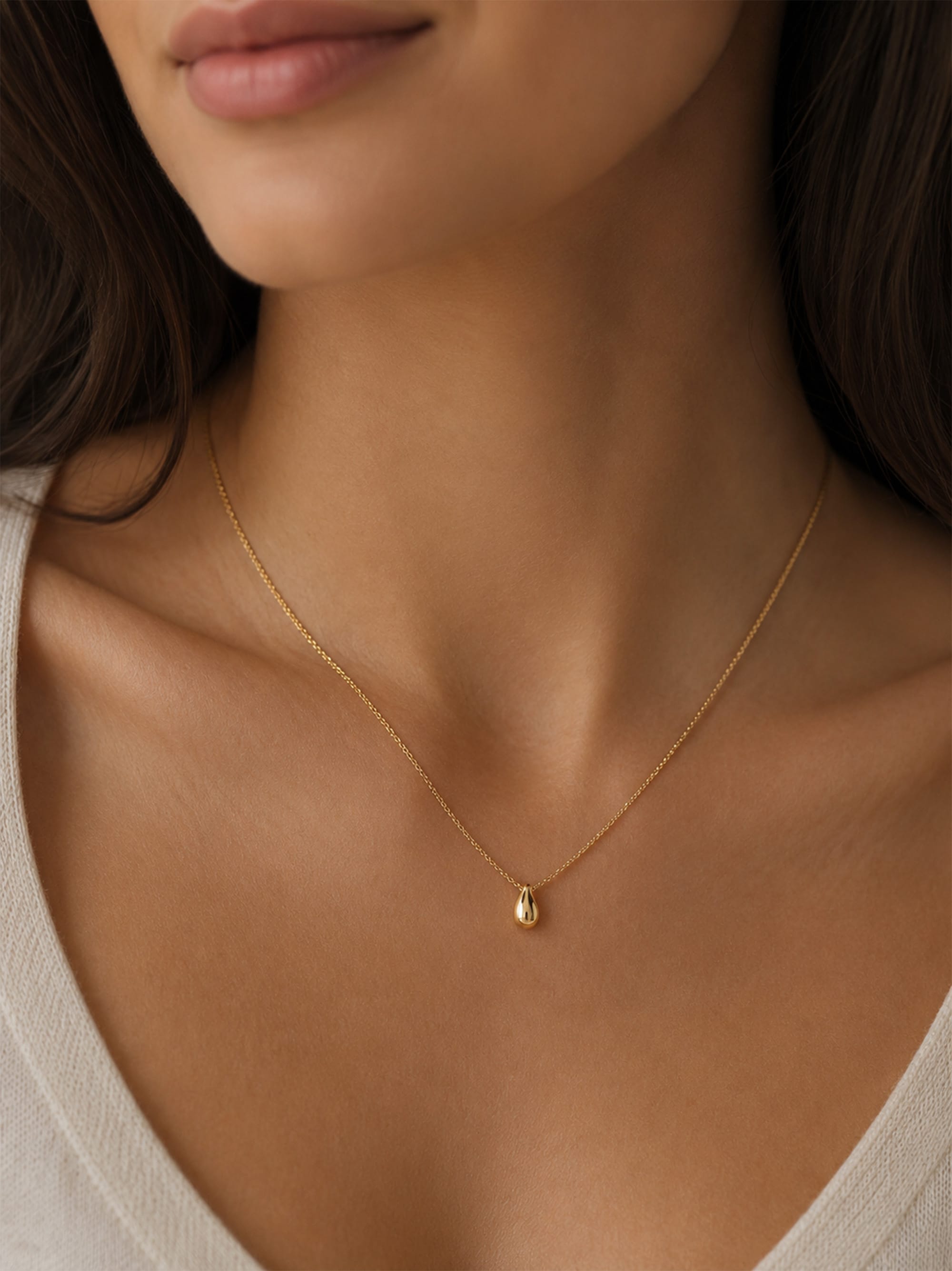 Nialaya Women's Necklace Gold Drop Pendant Necklace Gold Drop Pendant Necklace 16 Inches / 40.64 cm WNECK_352