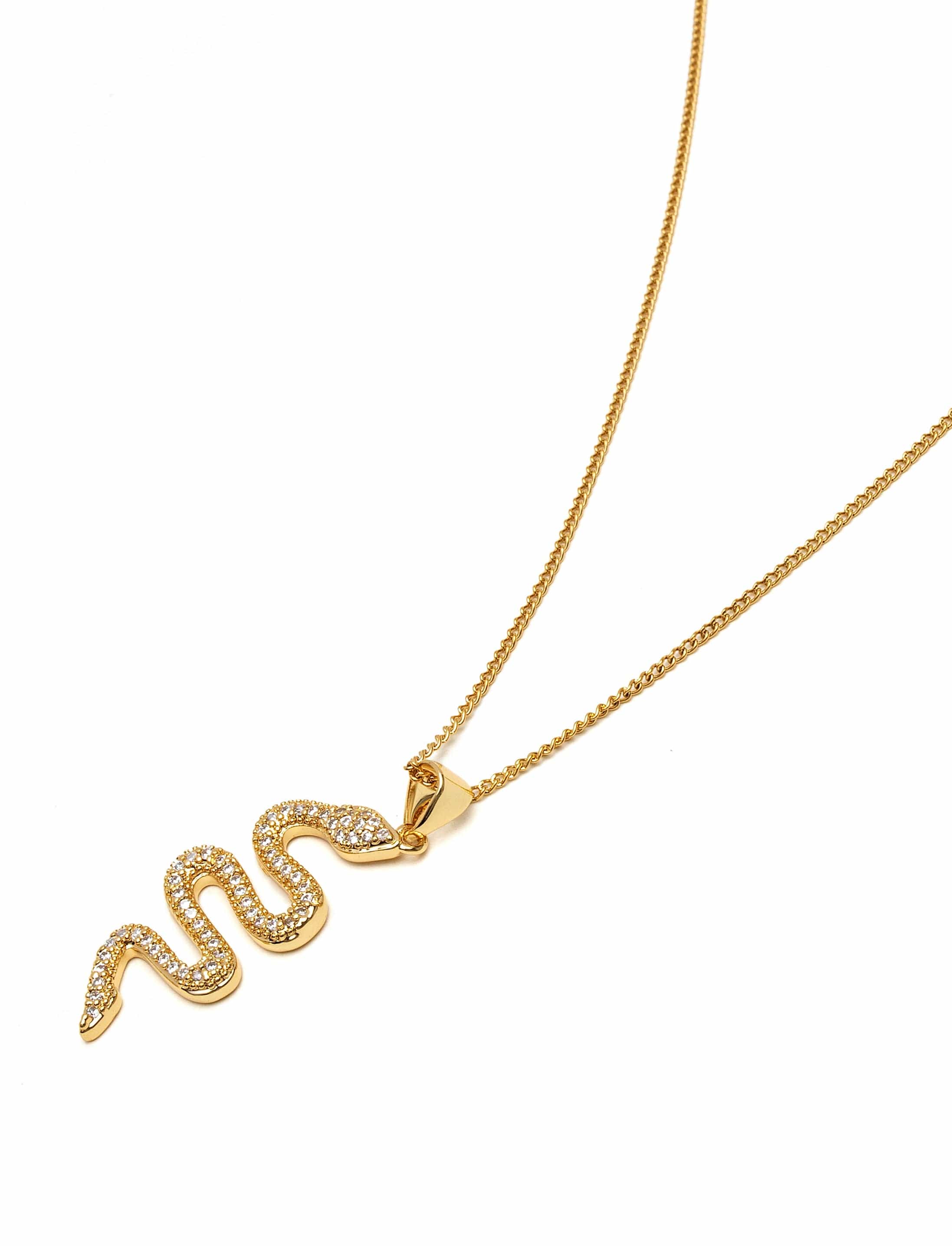 Nialaya Women's Necklace Gold Necklace with CZ Snake Pendant