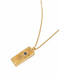 Nialaya Women's Necklace Gold Necklace with Evil Eye Tag 17 Inches / Gold WNECK_128
