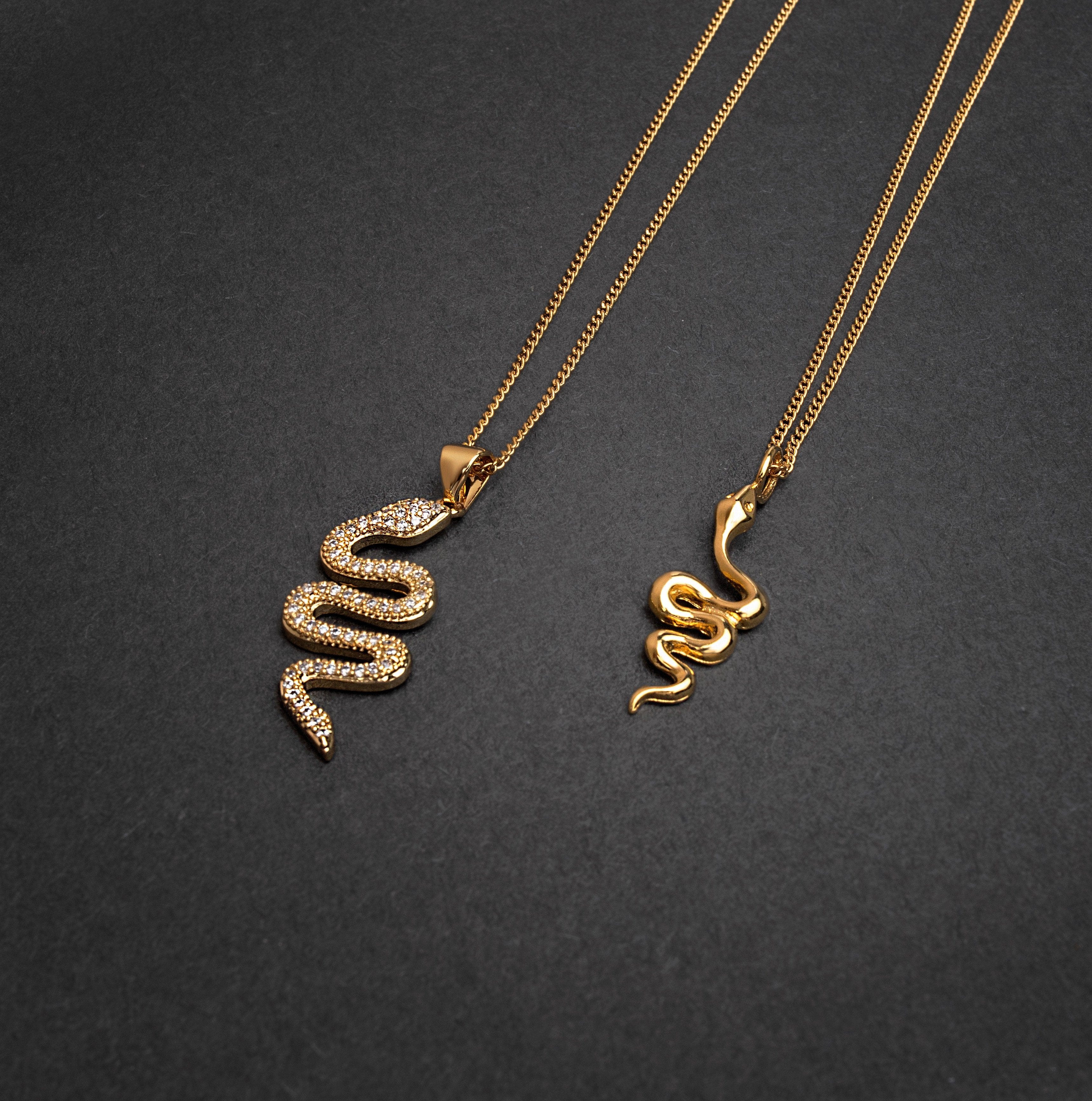 Nialaya Women's Necklace Gold Necklace with Mini Snake Pendant