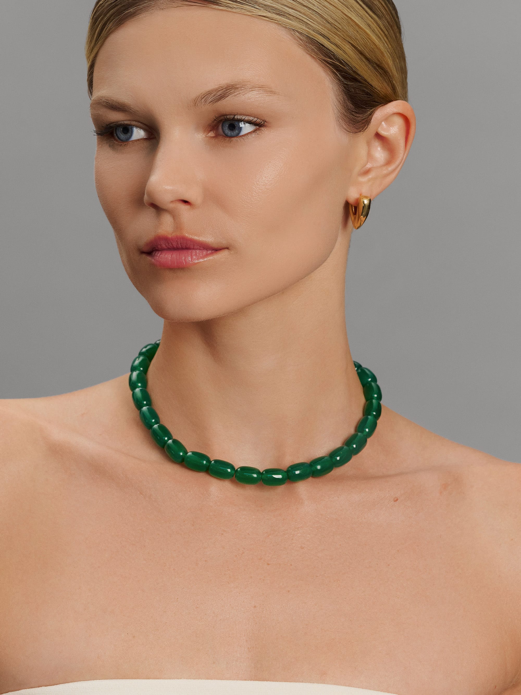 Nialaya Women's Necklace Green Agate Beaded Necklace Green Agate Beaded Necklace 15 Inches / 38.1 cm WNECK_337