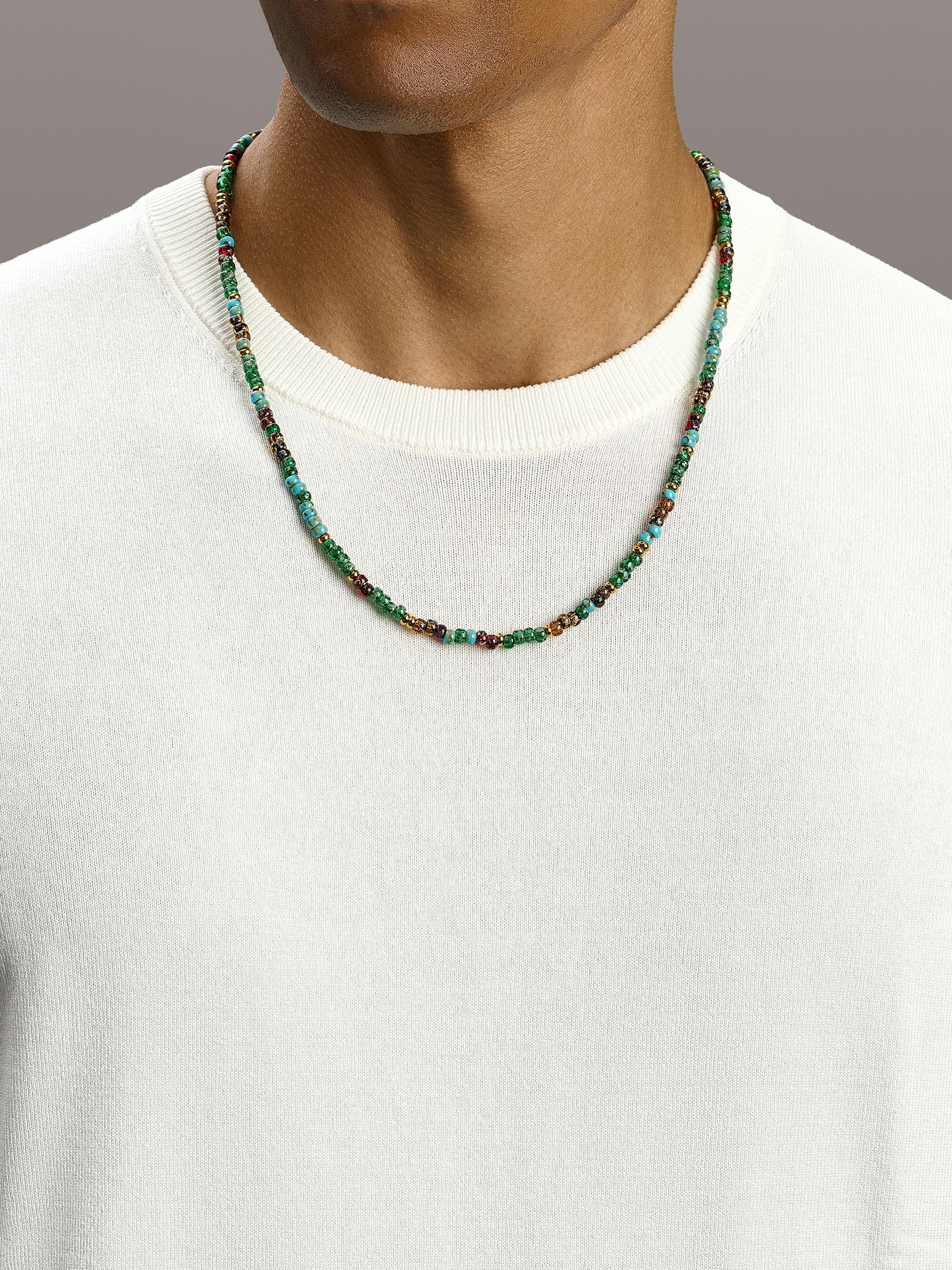 Nialaya Women's Necklace Green Miyuki Necklace Green Miyuki Necklace 22 Inches MNEC_439