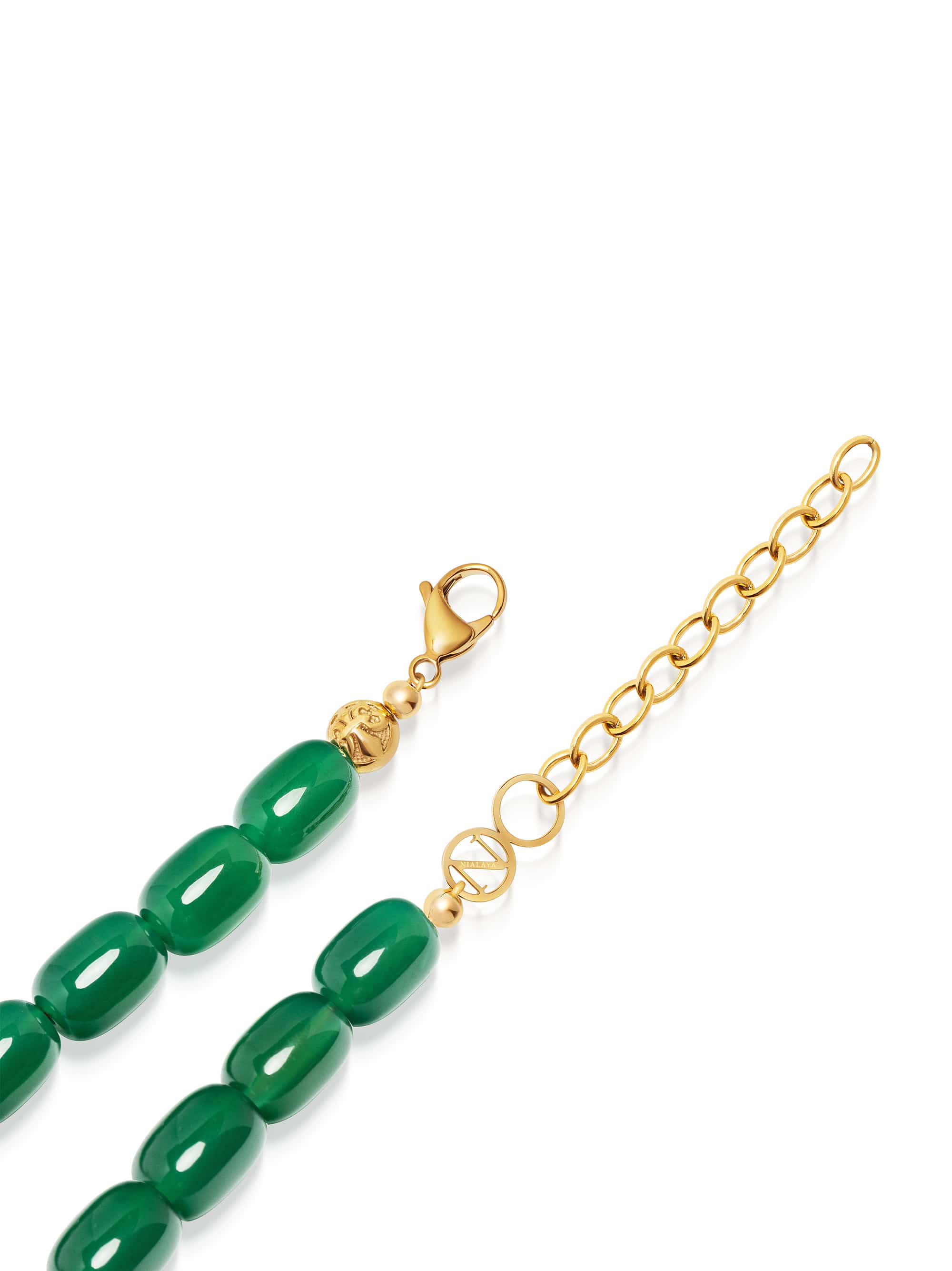 Nialaya Women's Necklace Green Onyx Beaded Necklace Green Onyx Beaded Necklace 15 Inches / 38.1 cm WNECK_337